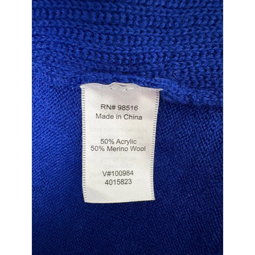 Coldwater Creek Royal Blue Merino Wool Blend Open Front Cardigan XL 16